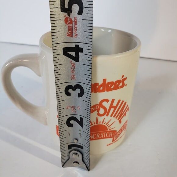 Vintage 90s Orange Hardees Rise and Shine Coffee Mug Cup Logo Restaurant Ware - Picture 8 of 9